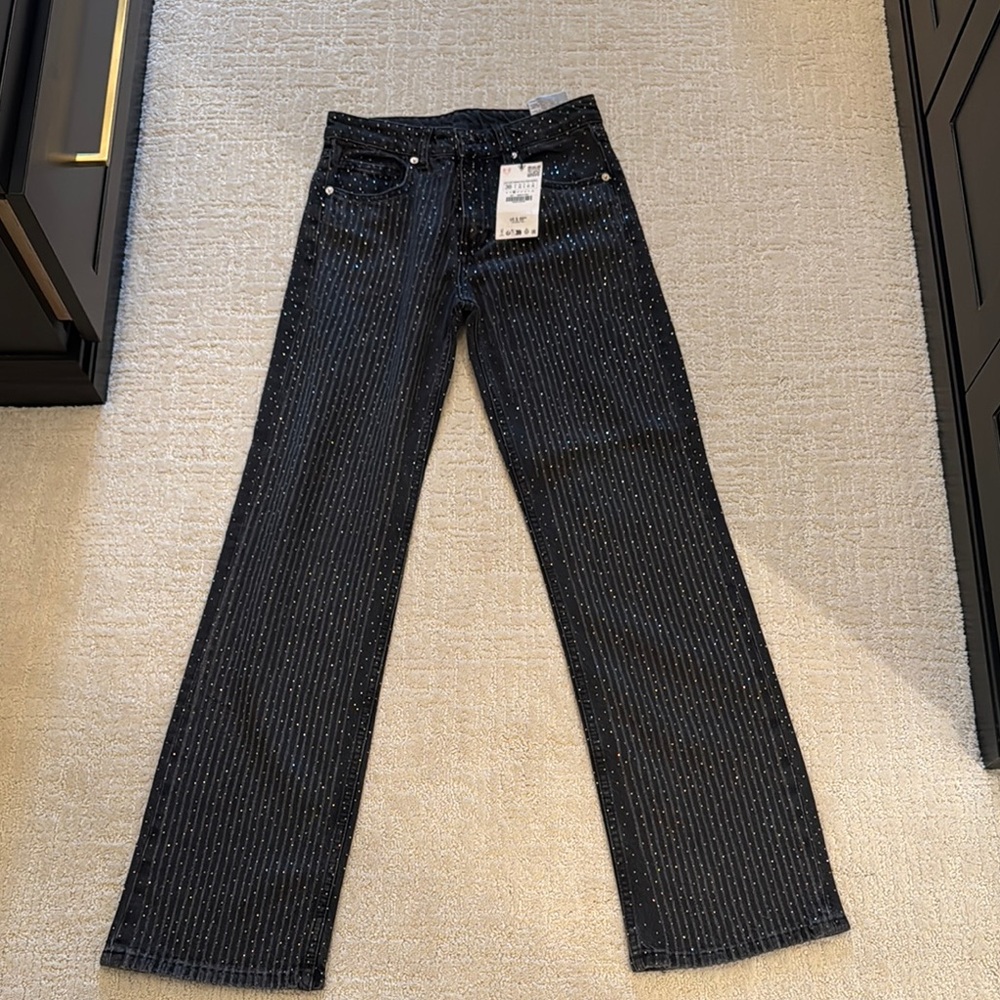 BRAND NEW Zara Wide Leg Sparkle Denim